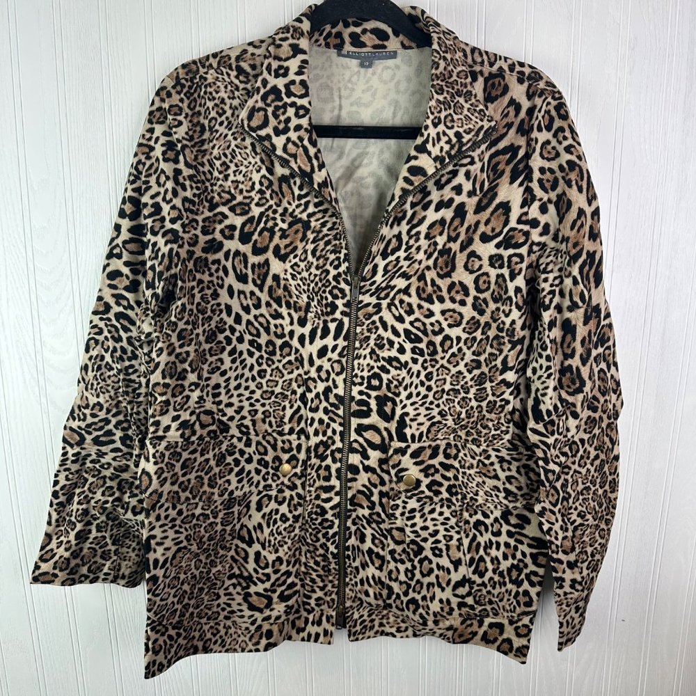 Elliott Lauren Leopard Print zip up Jacket Size 12